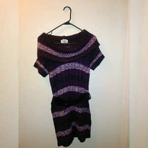 Off Shoulder Purple Sweater Dress